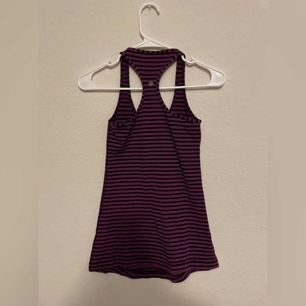 Lululemon Cool Racerback Double Trouble Stripe Ultra Violet Black Grape size 2 - Picture 4 of 8